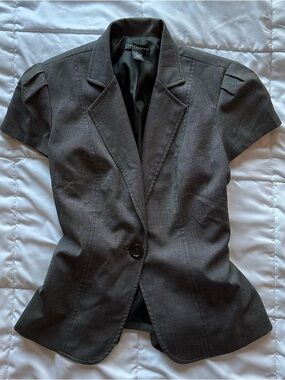 Brown Short-Sleeve Babydoll Blazer